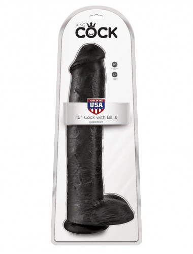 Чёрный фаллоимитатор-гигант 15  Cock with Balls - 40,6 см.