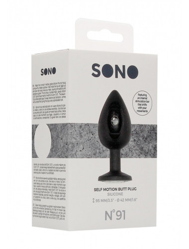 Черная анальная пробка N 91 Self Penetrating Butt Plug - 9,5 см.