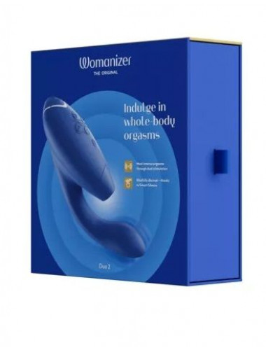 Синий вибратор Womanizer Duo 2 с бесконтактной клиторальной стимуляцией