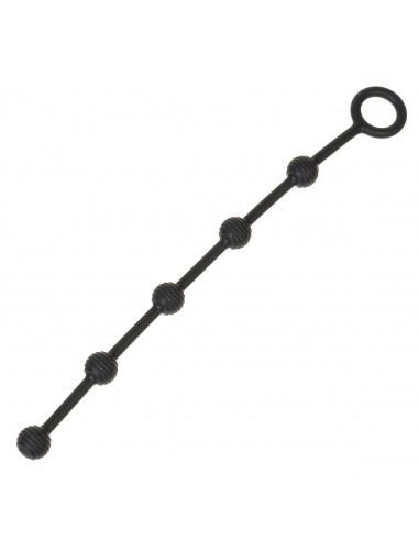 Черная анальная цепочка с кольцом - 30 см.