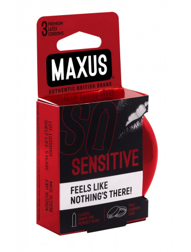 Ультратонкие презервативы в железном кейсе MAXUS Sensitive - 3 шт.