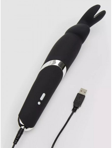 Черный вибратор Rabbit Rechargeable Wand Vibrator - 26,7 см.