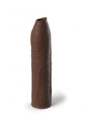 Коричневая насадка-удлинитель Uncut Silicone Penis Enhancer - 17,8 см.