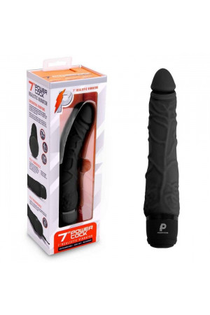 Черный вибратор-реалистик 7  Realistic Vibrator - 20 см.