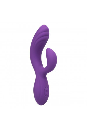 Фиолетовый вибромассажер-кролик Stella Liquid Silicone “C” Curve - 19 см.