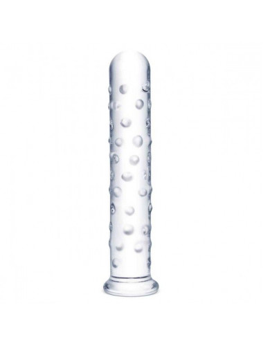 Прозрачный стеклянный фаллос с массажным рельефом 10  Extra Large Glass Dildo - 25,5 см.