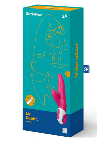 Ярко-розовый вибратор  Satisfyer Mr. Rabbit с клиторальным отростком - 22,1 см.