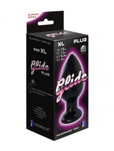 Черный анальный плаг Glide XL - 13 см.