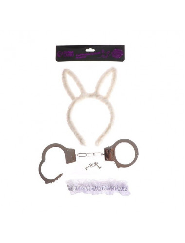 Эротический набор «Я твоя зайка»: ободок, наручники, повязка