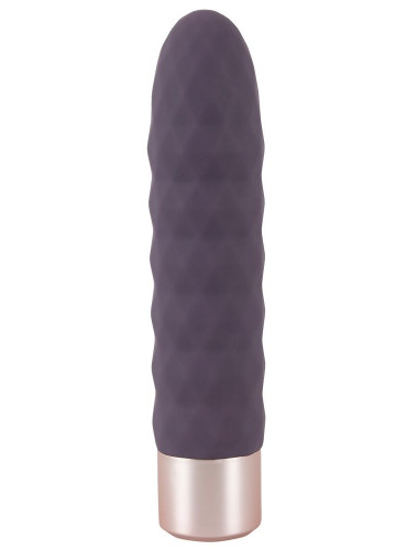 Фиолетовый мини-вибратор Elegant Diamond Vibe - 15 см.