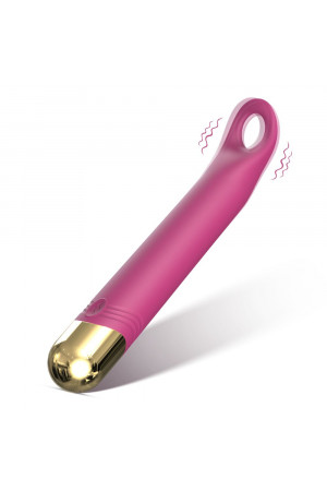 Розовый вибратор с отверстием для стимуляции клитора - 18,2 см.