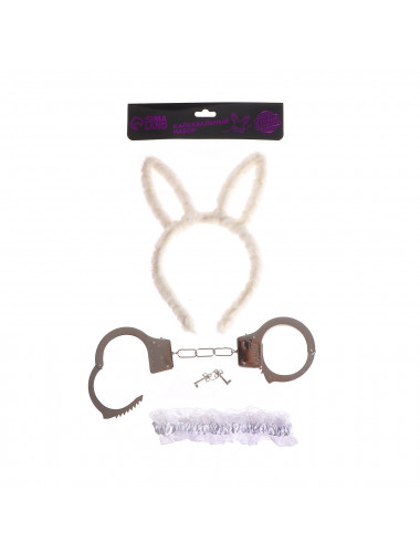 Эротический набор «Я твоя зайка»: ободок, наручники, повязка