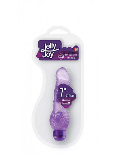 Фиолетовый гелевый вибратор JELLY JOY 7INCH 10 RHYTHMS PURPLE - 17,5 см.