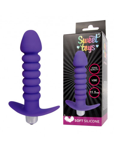 Анальная втулка с вибрацией sweet toys фиолетовая 11,5 см