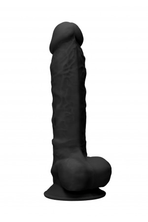 Черный фаллоимитатор Realistic Cock With Scrotum - 22,8 см.