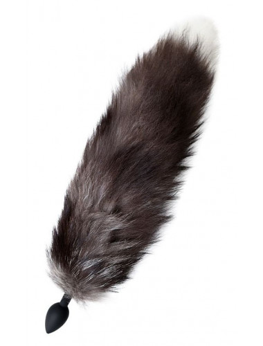 Анальная втулка с хвостом чернобурой лисы small черная