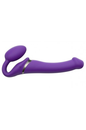 Фиолетовый безремневой вибрострапон Vibrating Bendable Strap-On - size L