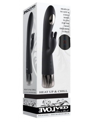 Черный вибростимулятор-кролик Heat Up   Chill - 24,13 см.