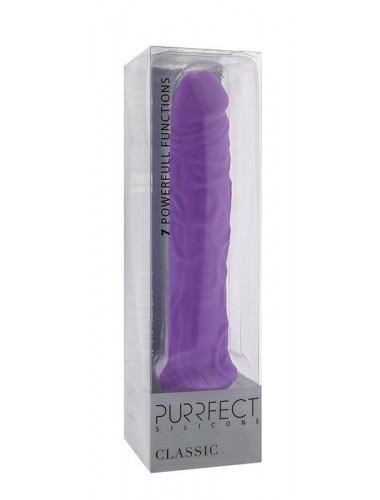 Фиолетовый вибратор-реалистик PURRFECT SILICONE CLASSIC 8.5INCH - 21,5 см.