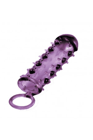 Закрытая фиолетовая насадка с пупырышками SAMURAI PENIS SLEEVE PURPLE - 14,5 см.