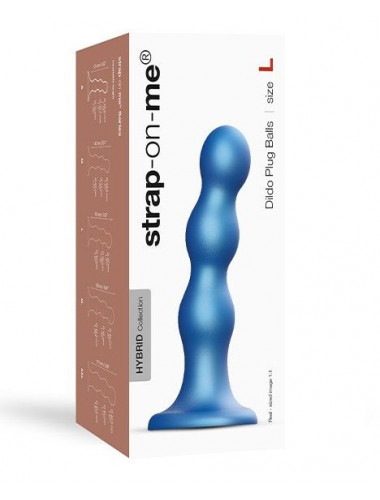 Голубая насадка Strap-On-Me Dildo Plug Balls size L