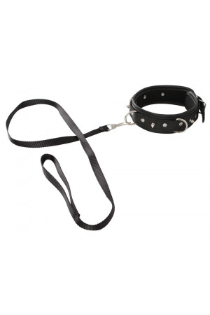 Черный ошейник Collar and Leash с поводком