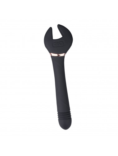 Черный двусторонний вибратор Key Control Massager Wand в форме гаечного ключа