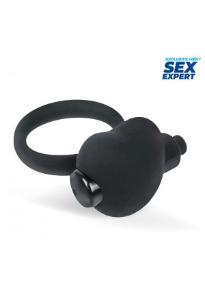 Чёрное эрекционное кольцо с вибрацией Sex Expert