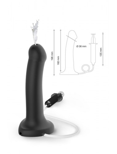 Черный фаллос с имитацией эякуляции Silicon Cum Dildo L - 19,6 см.