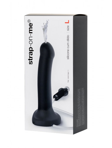 Черный фаллос с имитацией эякуляции Silicon Cum Dildo L - 19,6 см.