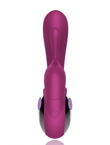 Фиолетовый вибратор с клиторальным отростком NAGHI NO.4 - 13,5 см.