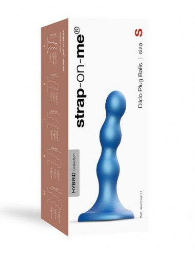 Голубая насадка Strap-On-Me Dildo Plug Balls size S