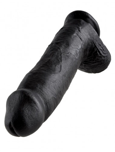 Чёрный фаллоимитатор-гигант 12  Cock with Balls - 30,5 см.