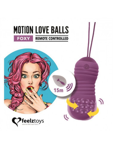 Фиолетовые вагинальные шарики с вращением бусин Remote Controlled Motion Love Balls Foxy