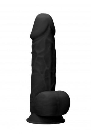 Черный фаллоимитатор Realistic Cock With Scrotum - 21,5 см.