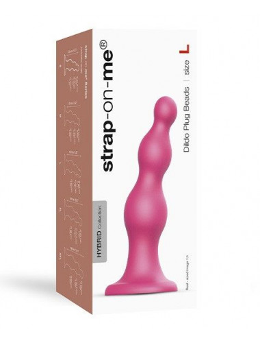 Розовая насадка Strap-On-Me Dildo Plug Beads size L