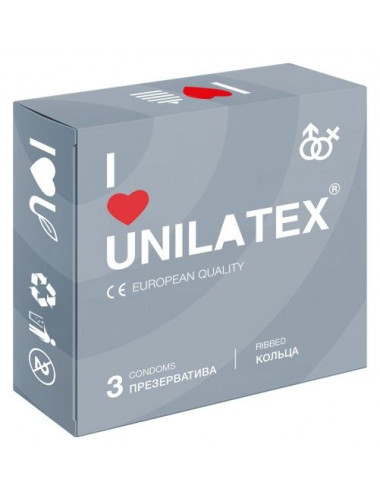 Презервативы с рёбрами Unilatex Ribbed - 3 шт.