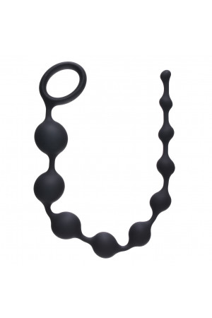 Чёрная анальная цепочка Long Pleasure Chain - 35 см.