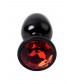Анальная втулка черная с красным кристаллом small 7,2 см