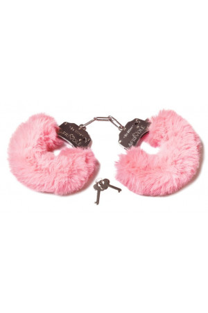Розовые наручники с пушистым мехом и ключиками