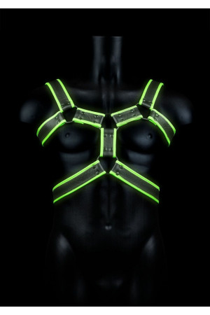 Стильная портупея Body Harness с неоновым эффектом - размер L-XL