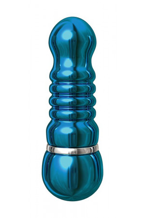 Голубой алюминиевый вибратор BLUE SMALL - 7,5 см.