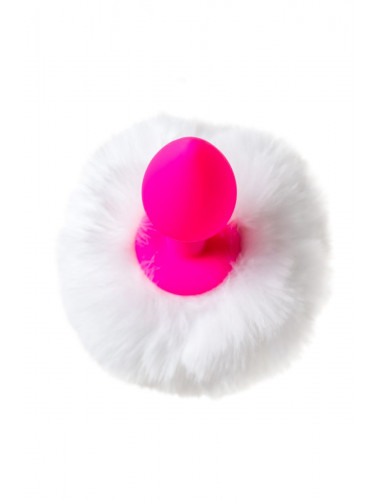 Анальная втулка розовая с белым хвостом кролика small 13 см