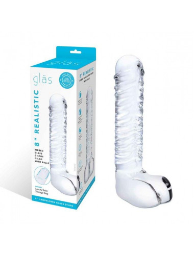 Прозрачный фаллоимитатор 8  Realistic Ribbed Glass Dildo - 20,3 см.