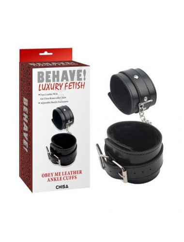 Черные оковы на ноги Obey Me Leather Ankle Cuffs