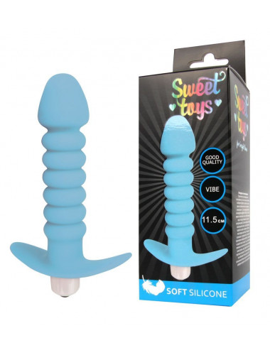 Анальная втулка с вибрацией sweet toys голубая 11,5 см