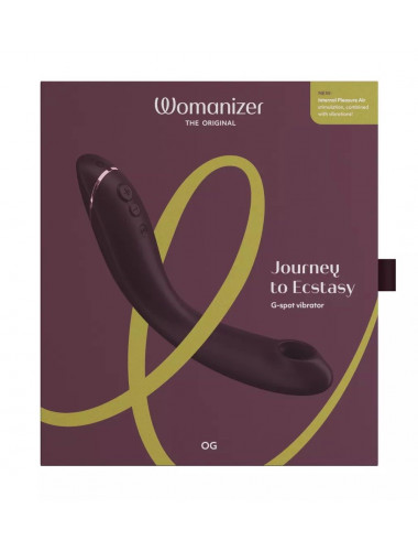 Сливовый стимулятор G-точки Womanizer OG c технологией Pleasure Air и вибрацией - 17,7 см.