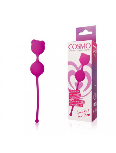 Ярко-розовые вагинальные шарики с ушками Cosmo