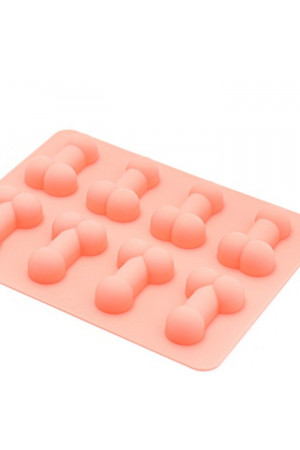 Розовая силиконовая форма с фаллосами