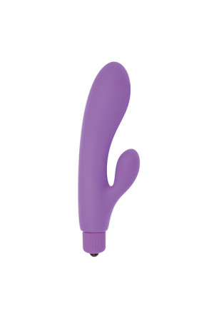 Фиолетовый вибратор с клиторальным пальчиком TINY RABBIT SILICONE - 15 см.